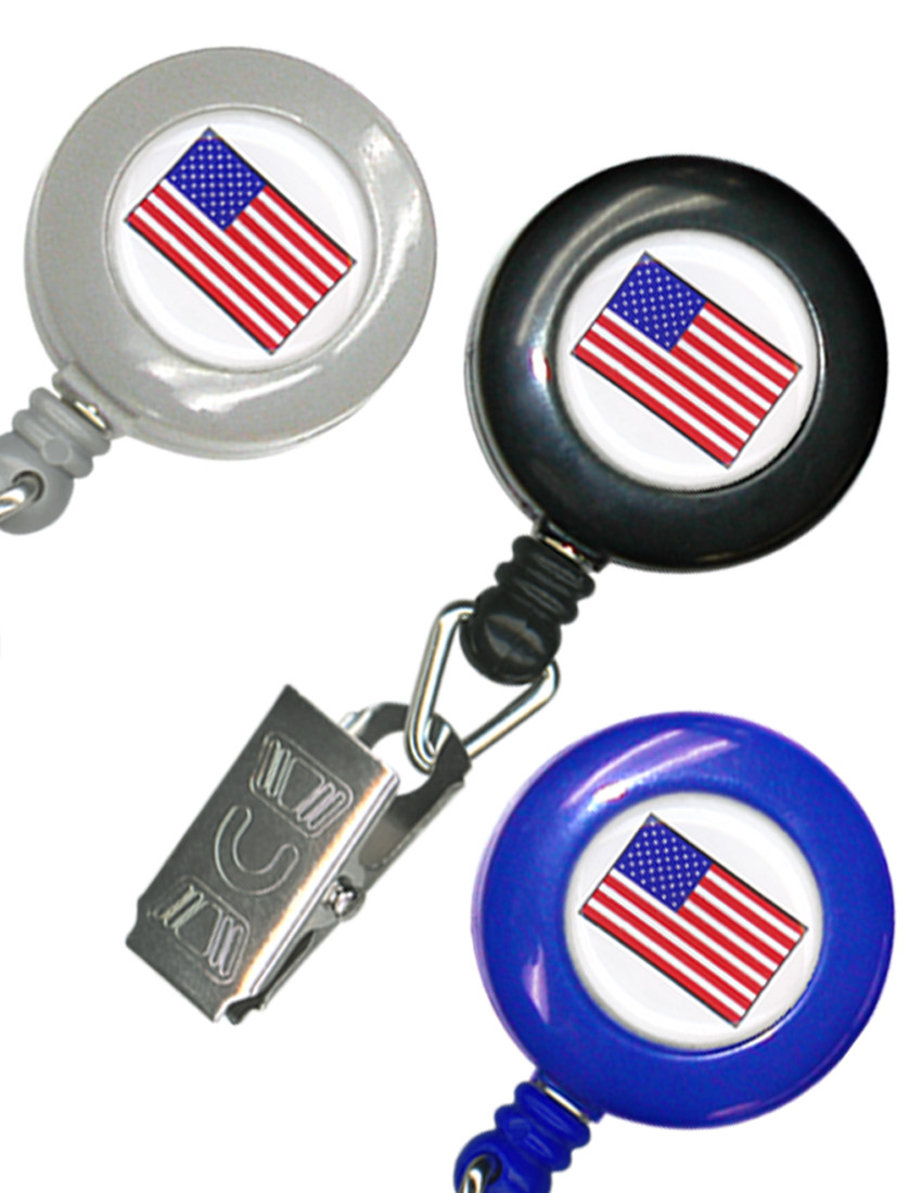 Olympics 2028 USA Flag Retractable Badge Reel (Badge Clip Attachment) RT-02-USA-FLAG-OLYMPICS